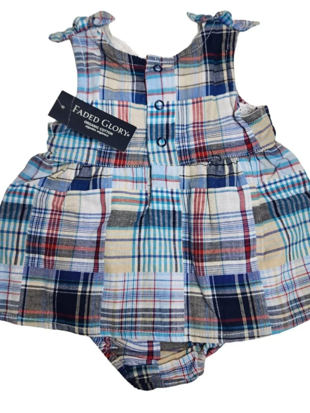 Infant Girls Sz 0-3 Months Faded Glory Blue Patchwork Bubble Shirt & Bloomer